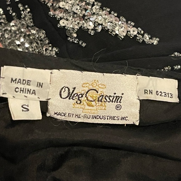 Vintage Oleg Cassini black and silver beaded sequin evening top 80s 90s size S - Picture 7 of 9